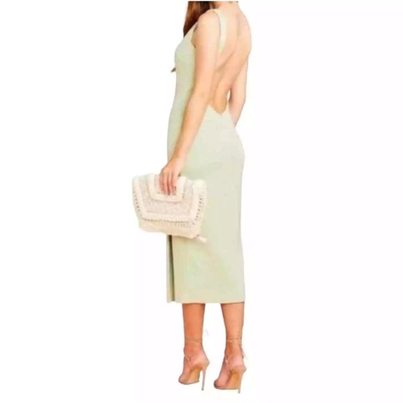 Katie May | Caliente Deep V-Neck Midi Dress Mint Green Bridesmaid Wedding M - Picture 3 of 16